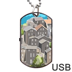 Village Place Portugal Landscape Dog Tag Usb Flash (two Sides) by Hannah976