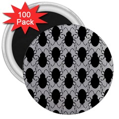 Pattern Beetle Insect Black Grey 3  Magnets (100 Pack) by Hannah976