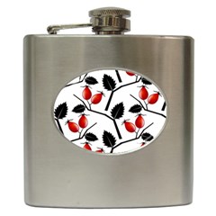 Rose Hip Pattern Branches Autumn Hip Flask (6 Oz)