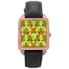 Texture Plant Herbs Herb Green Rose Gold Leather Watch 