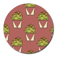 Cactus Pattern Background Texture Round Mousepad