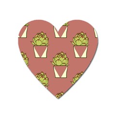 Cactus Pattern Background Texture Heart Magnet