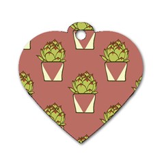 Cactus Pattern Background Texture Dog Tag Heart (two Sides)