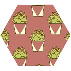 Cactus Pattern Background Texture Wooden Puzzle Hexagon by Hannah976