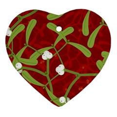 Mistletoe Christmas Texture Advent Ornament (heart)