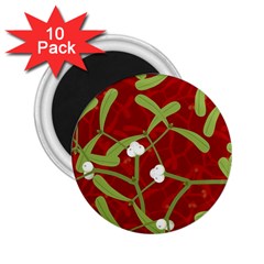 Mistletoe Christmas Texture Advent 2 25  Magnets (10 Pack) 