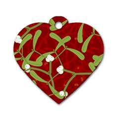 Mistletoe Christmas Texture Advent Dog Tag Heart (two Sides)