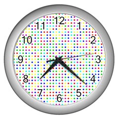 Dots Color Rows Columns Background Wall Clock (silver)