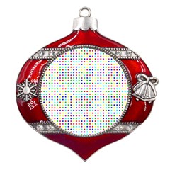 Dots Color Rows Columns Background Metal Snowflake And Bell Red Ornament by Hannah976