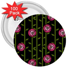 Rose Abstract Rose Garden 3  Buttons (100 Pack) 