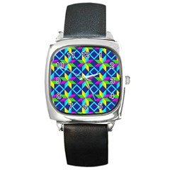 Pattern Star Abstract Background Square Metal Watch