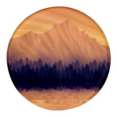 Landscape Nature Mountains Sky Round Glass Fridge Magnet (4 Pack)