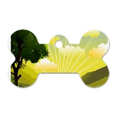 Wallpaper Background Landscape Dog Tag Bone (two Sides)