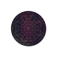 Mandala Neon Symmetric Symmetry Rubber Coaster (round)