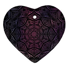 Mandala Neon Symmetric Symmetry Heart Ornament (two Sides)