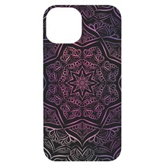 Mandala Neon Symmetric Symmetry Iphone 14 Black Uv Print Case by Hannah976