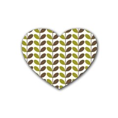 Leaf Plant Pattern Seamless Rubber Coaster (heart)