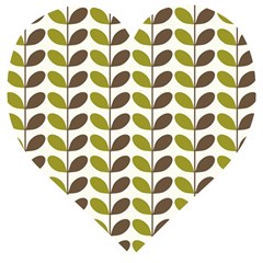Leaf Plant Pattern Seamless Wooden Puzzle Heart by Hannah976