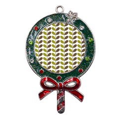Leaf Plant Pattern Seamless Metal X mas Lollipop With Crystal Ornament by Hannah976