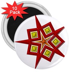 Pattern Tile Decorative Design Star 3  Magnets (10 Pack) 