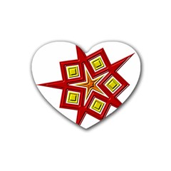 Pattern Tile Decorative Design Star Rubber Heart Coaster (4 Pack)