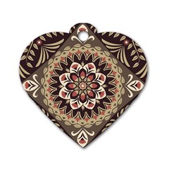 Seamless Pattern Floral Flower Dog Tag Heart (one Side)