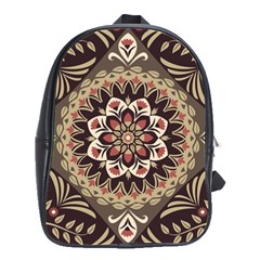 Seamless Pattern Floral Flower School Bag (large) by Hannah976