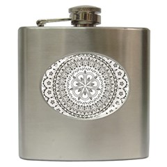 Vector Mandala Drawing Decoration Hip Flask (6 Oz)