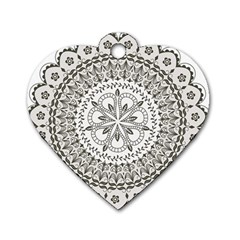 Vector Mandala Drawing Decoration Dog Tag Heart (one Side)