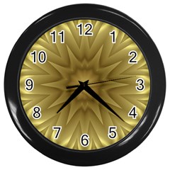 Background Pattern Golden Yellow Wall Clock (black)