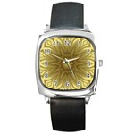 Background Pattern Golden Yellow Square Metal Watch Front