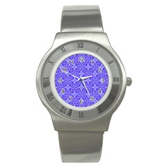 Decor Pattern Blue Curved Line Stainless Steel Watch