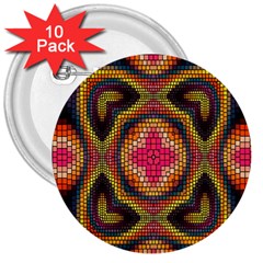 Kaleidoscope Art Pattern Ornament 3  Buttons (10 Pack) 