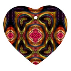 Kaleidoscope Art Pattern Ornament Heart Ornament (two Sides)