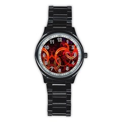 Background Fractal Abstract Stainless Steel Round Watch by Hannah976