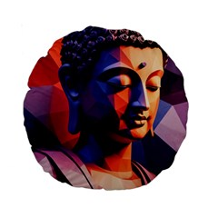 Let That Shit Go Buddha Low Poly (6) Standard 15  Premium Round Cushions