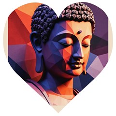 Let That Shit Go Buddha Low Poly (6) Wooden Puzzle Heart by 1xmerch