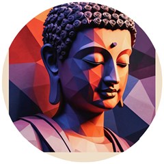 Let That Shit Go Buddha Low Poly (6) Wooden Puzzle Round by 1xmerch