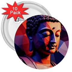 Let That Shit Go Buddha Low Poly (6) 3  Buttons (10 Pack) 