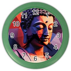 Let That Shit Go Buddha Low Poly (6) Color Wall Clock by 1xmerch