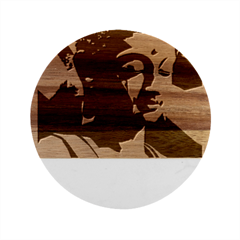 Let That Shit Go Buddha Low Poly (6) Marble Wood Coaster (round) by 1xmerch