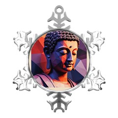 Let That Shit Go Buddha Low Poly (6) Metal Small Snowflake Ornament by 1xmerch