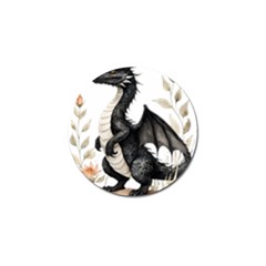 Cute Black Baby Dragon Flowers Painting (2) Golf Ball Marker (4 Pack) by 1xmerch