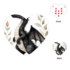 Cute Black Baby Dragon Flowers Painting (2) Playing Cards Single Design (heart) by 1xmerch