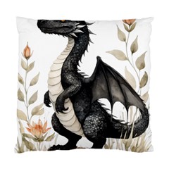 Cute Black Baby Dragon Flowers Painting (2) Standard Cushion Case (two Sides) by 1xmerch