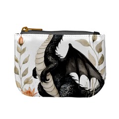 Cute Black Baby Dragon Flowers Painting (2) Mini Coin Purse by 1xmerch