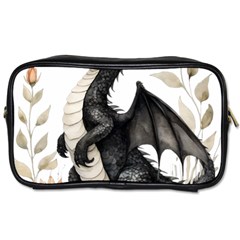 Cute Black Baby Dragon Flowers Painting (2) Toiletries Bag (two Sides) by 1xmerch