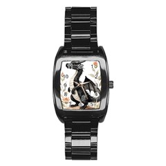 Cute Black Baby Dragon Flowers Painting (2) Stainless Steel Barrel Watch by 1xmerch