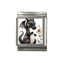 Cute Black Baby Dragon Flowers Painting (7) Italian Charm (13mm) by 1xmerch