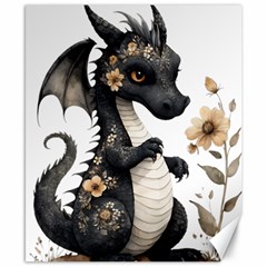 Cute Black Baby Dragon Flowers Painting (7) Canvas 8  X 10  by 1xmerch